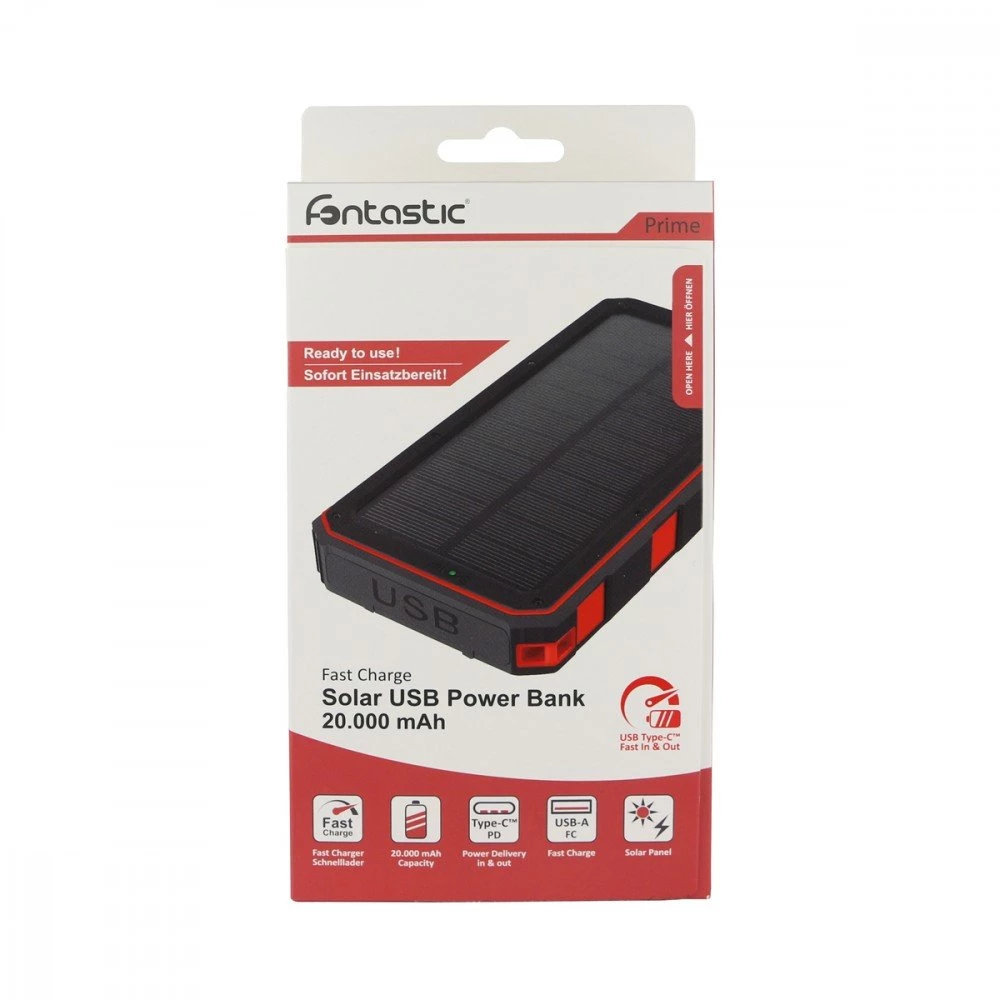 Fontastic Solar Power Bank Xora20 20.000mAh schwarz