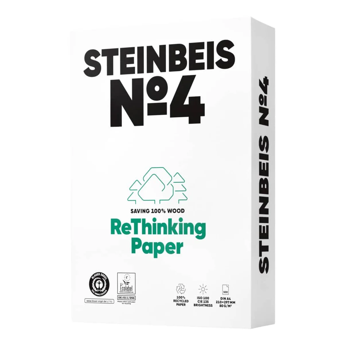 Steinbeis No. 4, Evolution White, Recyclingpapier, A4, 80g, weiß, Karton à 5x 500 Blatt
