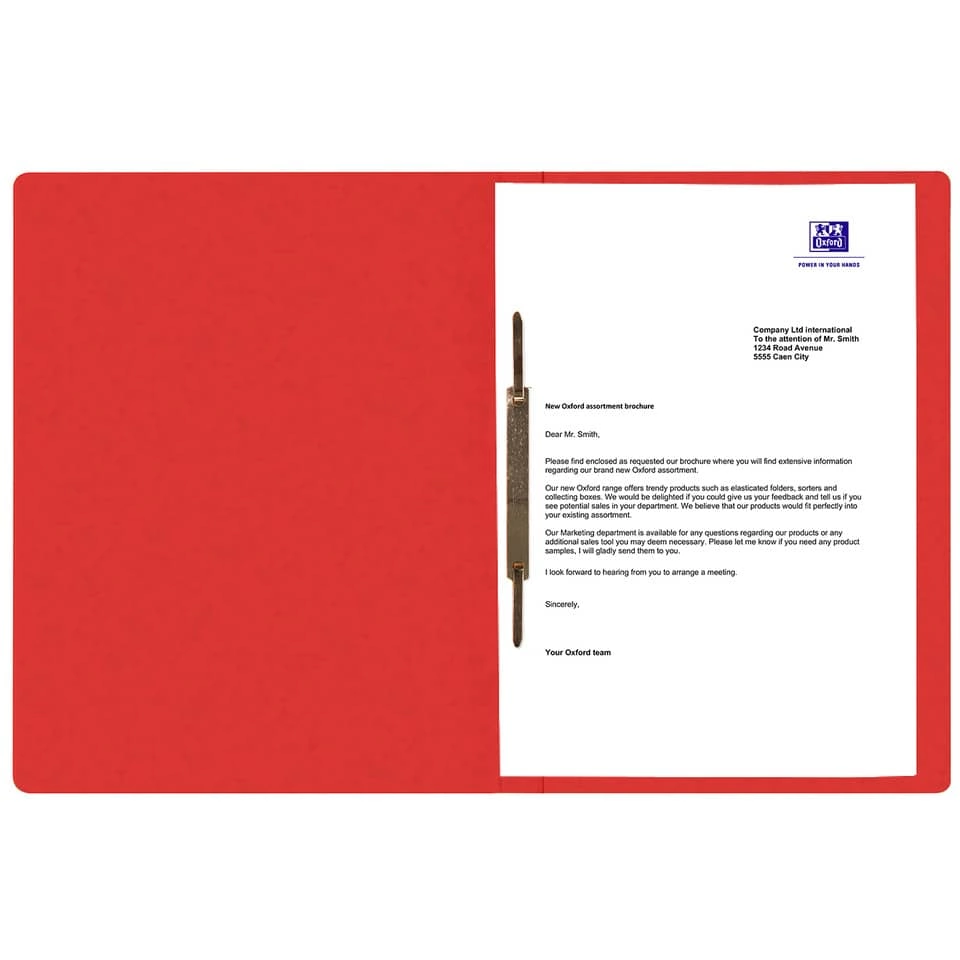 OXFORD Schnellhefter TOP FILE+ - A4, Karton 390g/qm, kfm. und Amtsheftung, rot