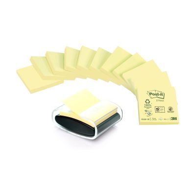 Haftnotizspender für Z-Notes, gefüllt, schwarz/transparent + 12 Block
