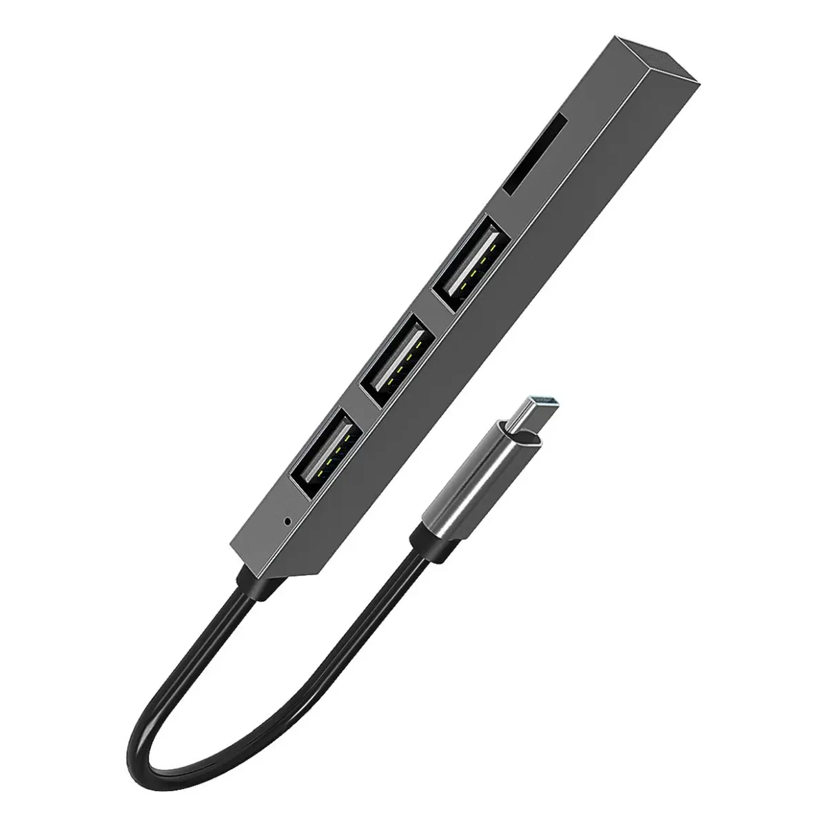 Fontastic 4-in-1 USB Typ-C Hub, Ultra Slim, Plug&Play, grau