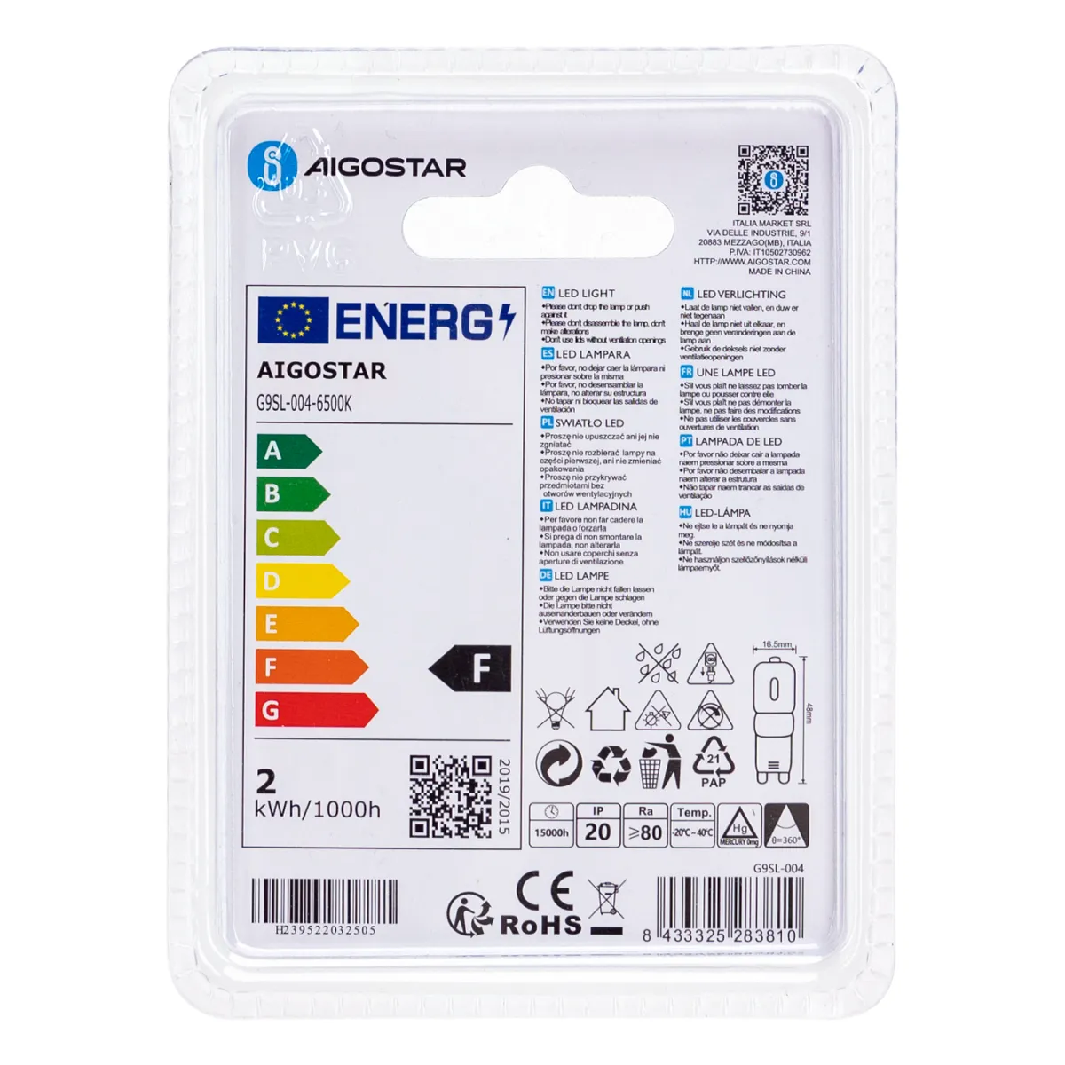 Aigostar LED 'Kompakt', 2,5W, G9 Aigostar LED 'Kompakt', 2,5W, G9