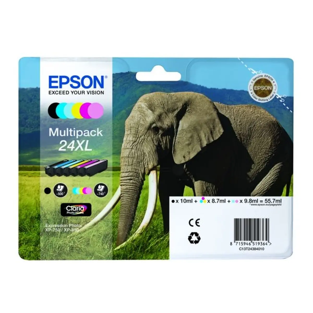 Druckerpatronen MultiPack Epson 24XL schwarz cyan magenta gelb foto (C13T24384010)