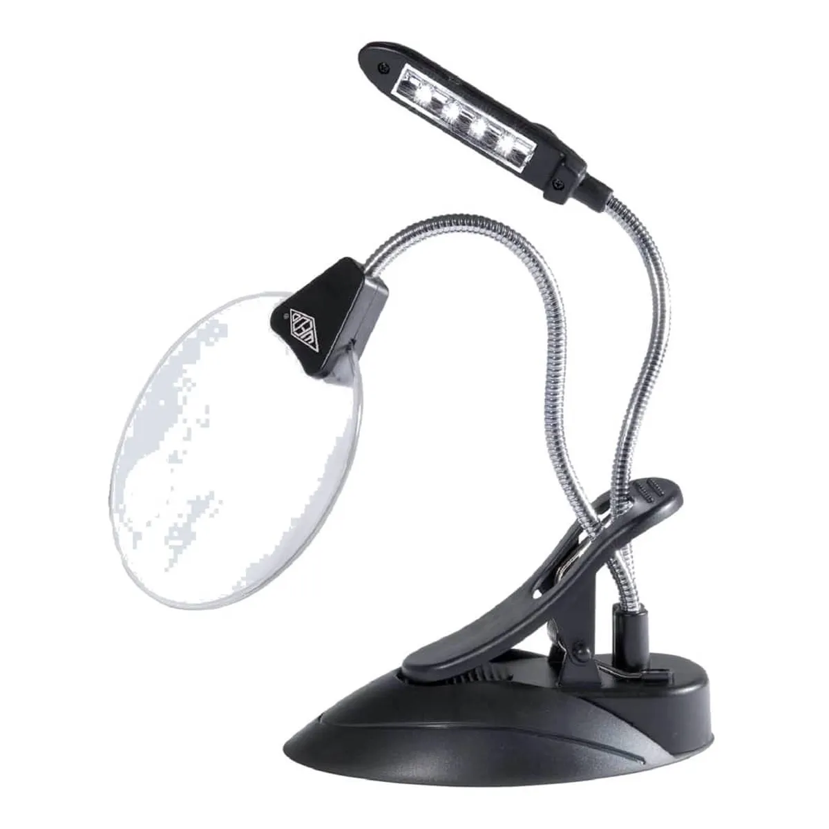 WEDO Tischlupe Ø 10,2 cm mit LED-Licht - 2-/4-fach, schwarz
