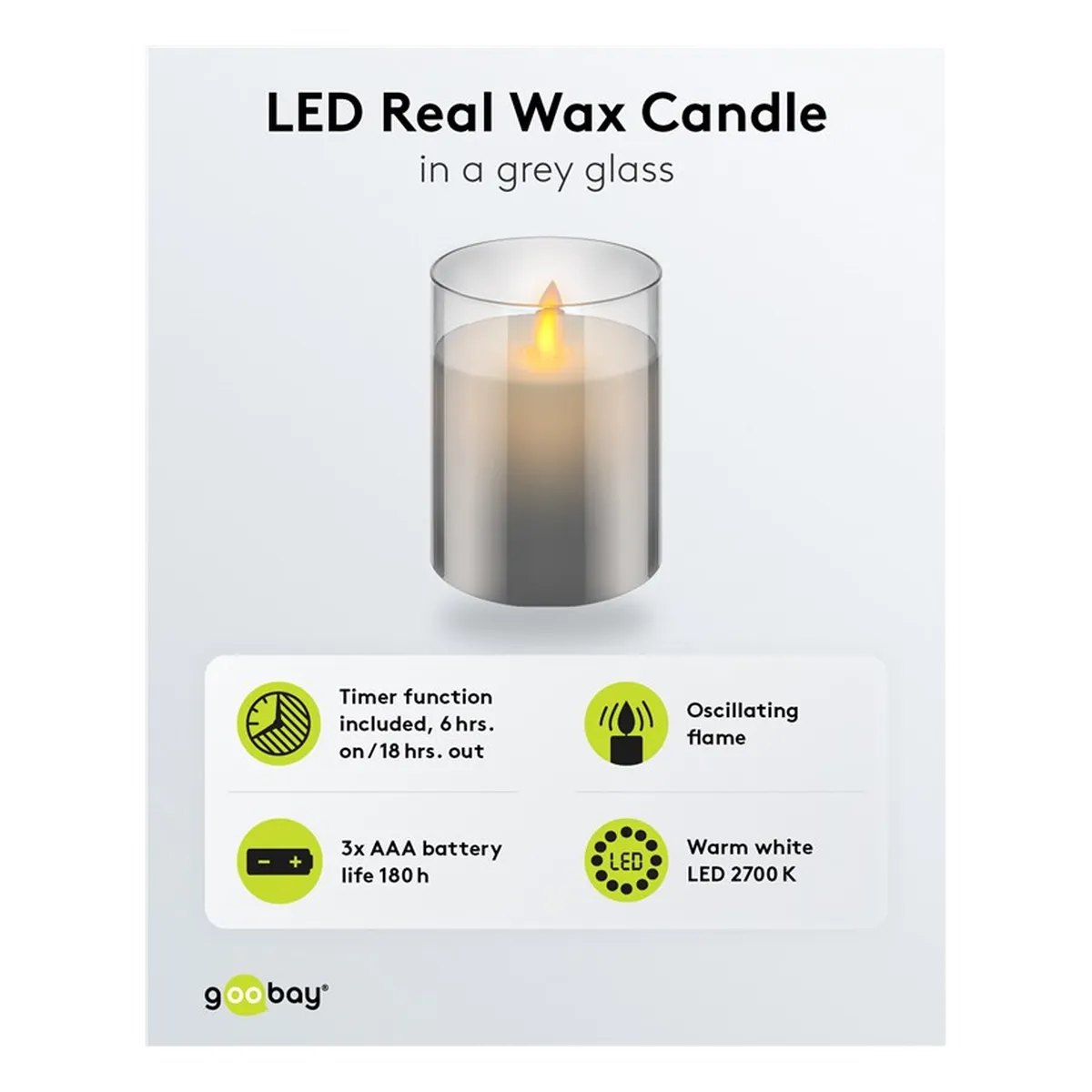 Goobay LED-Echtwachs-Kerze im Glas, 7,5 x 10 cm