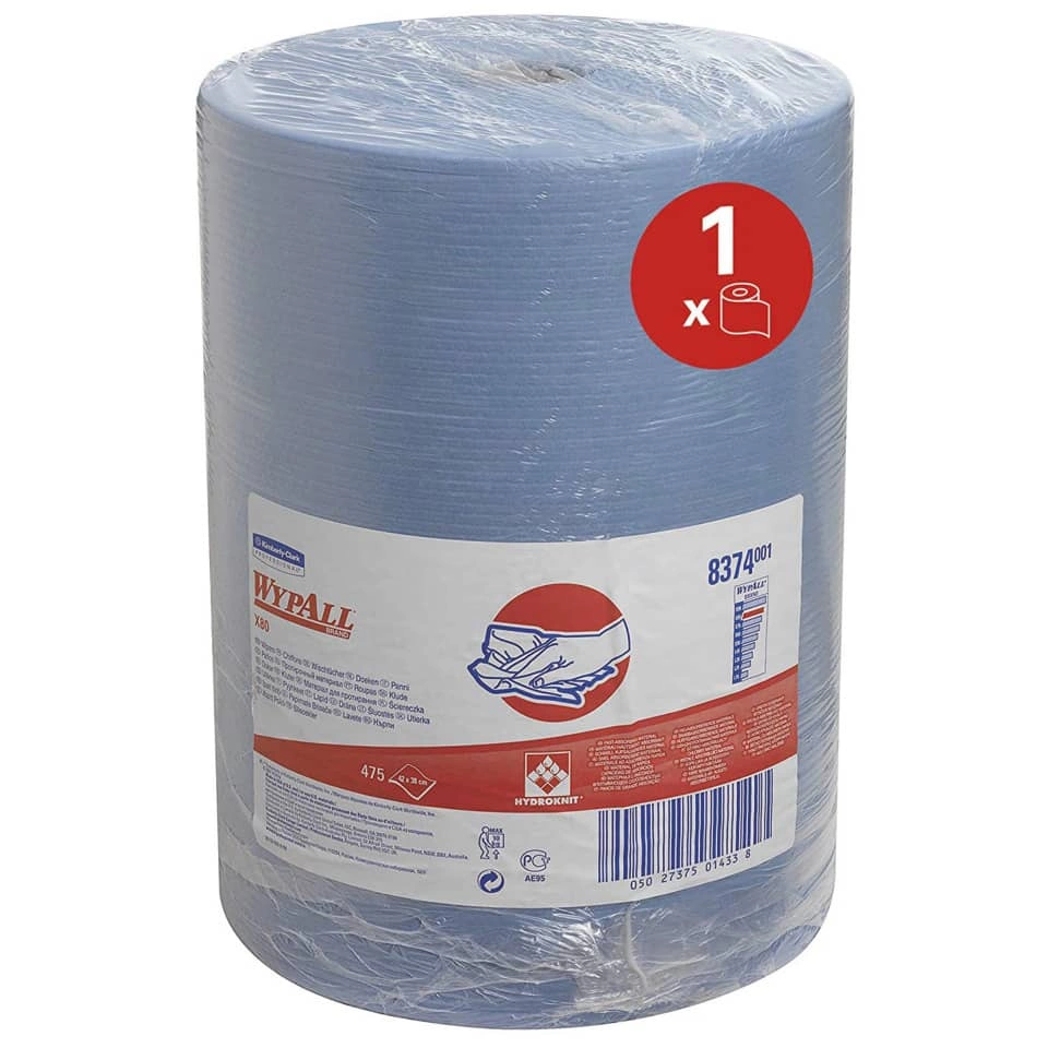 WYPALL Wischtuch Rolle X80, Großrolle - 1-lagig, blau, 475 Tücher