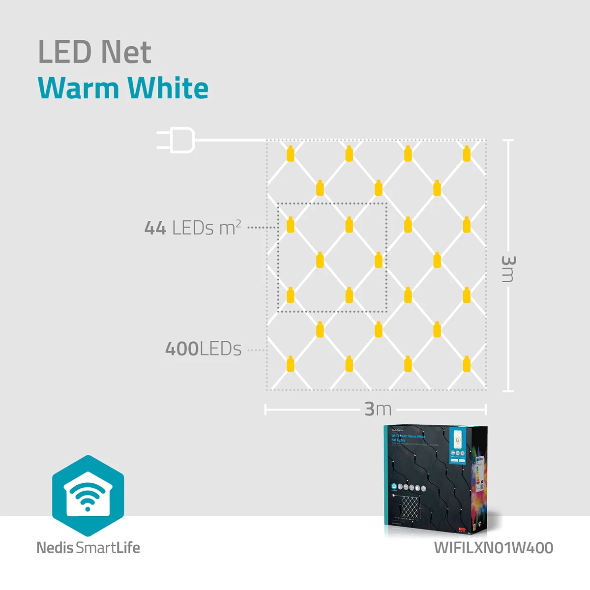 Nedis Smarte LED Netz-Lichterkette, 400 Leds