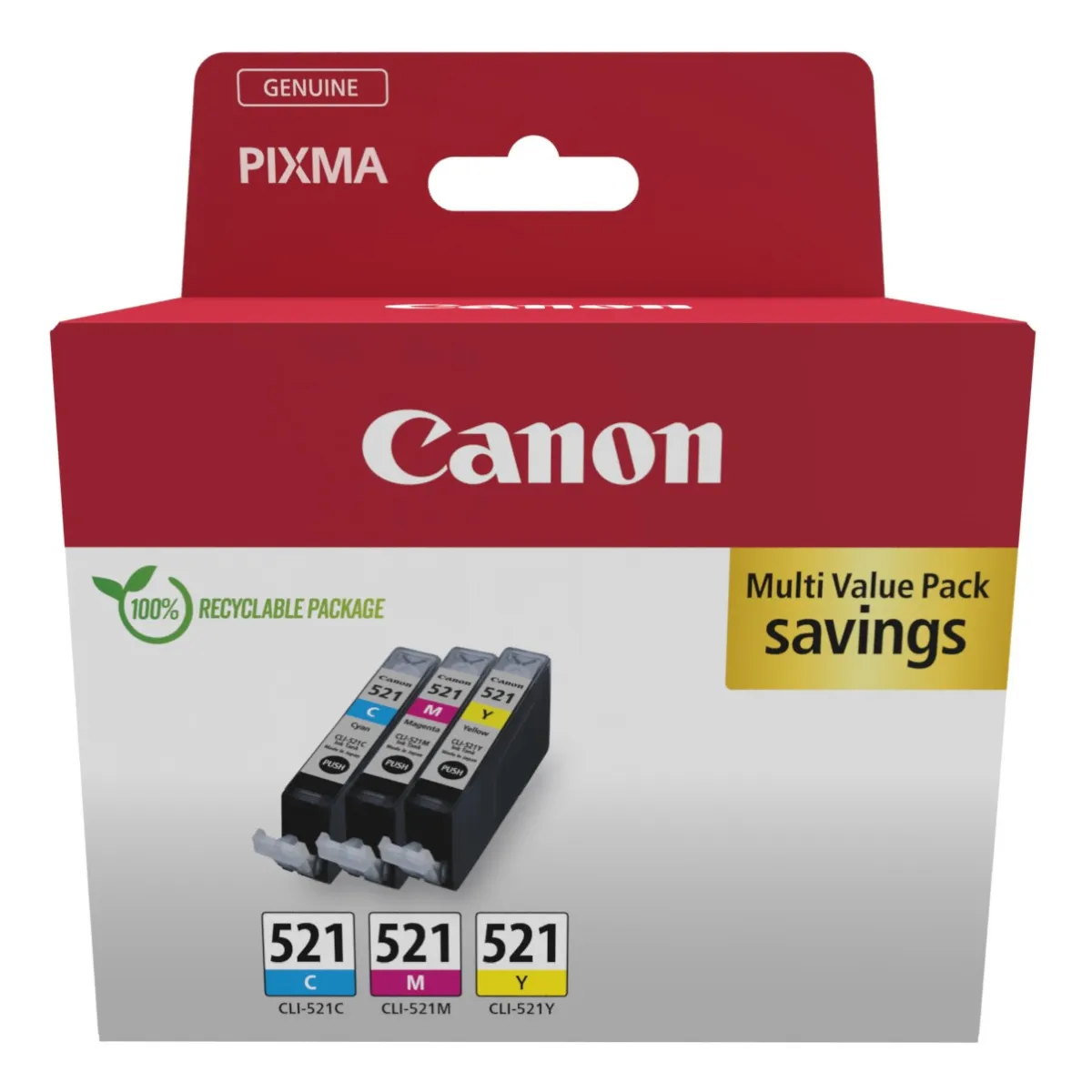 Druckerpatronen MultiPack Canon CLI-521 cyan magenta gelb 27 ml (2934B015)
