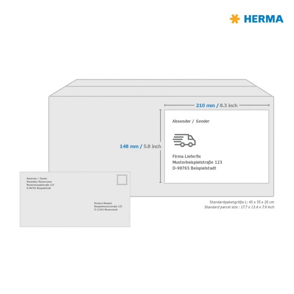 HERMA Folienetiketten - 210 x 148mm, weiß, extrem stark haftend, matt, 50 Stück