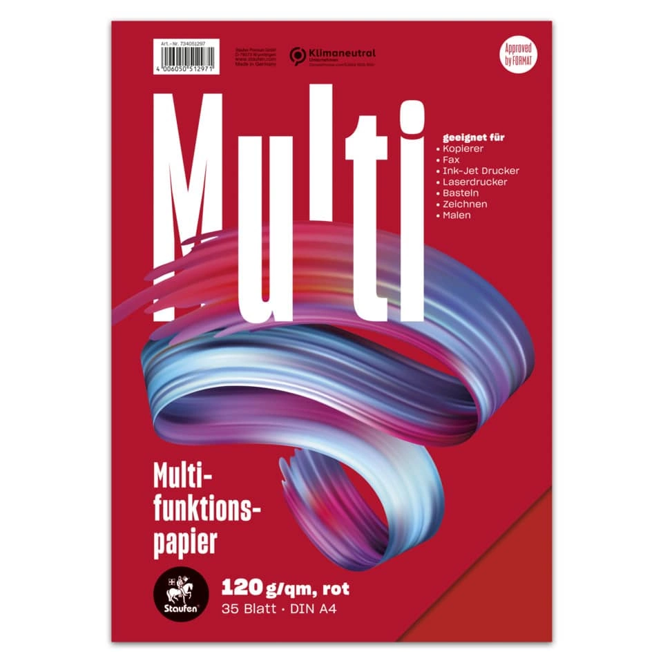 Staufen Multifunktionspapier 7X PLUS - A4, 120 g/qm, rot, 35 Blatt