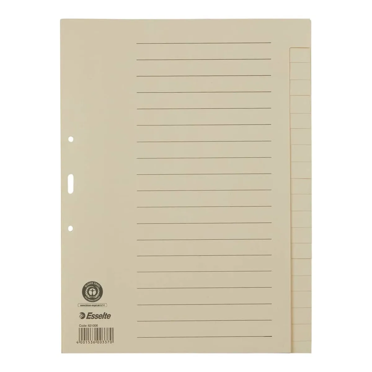 Esselte Register - blanko, A4, Papier, 20 Blatt, chamois