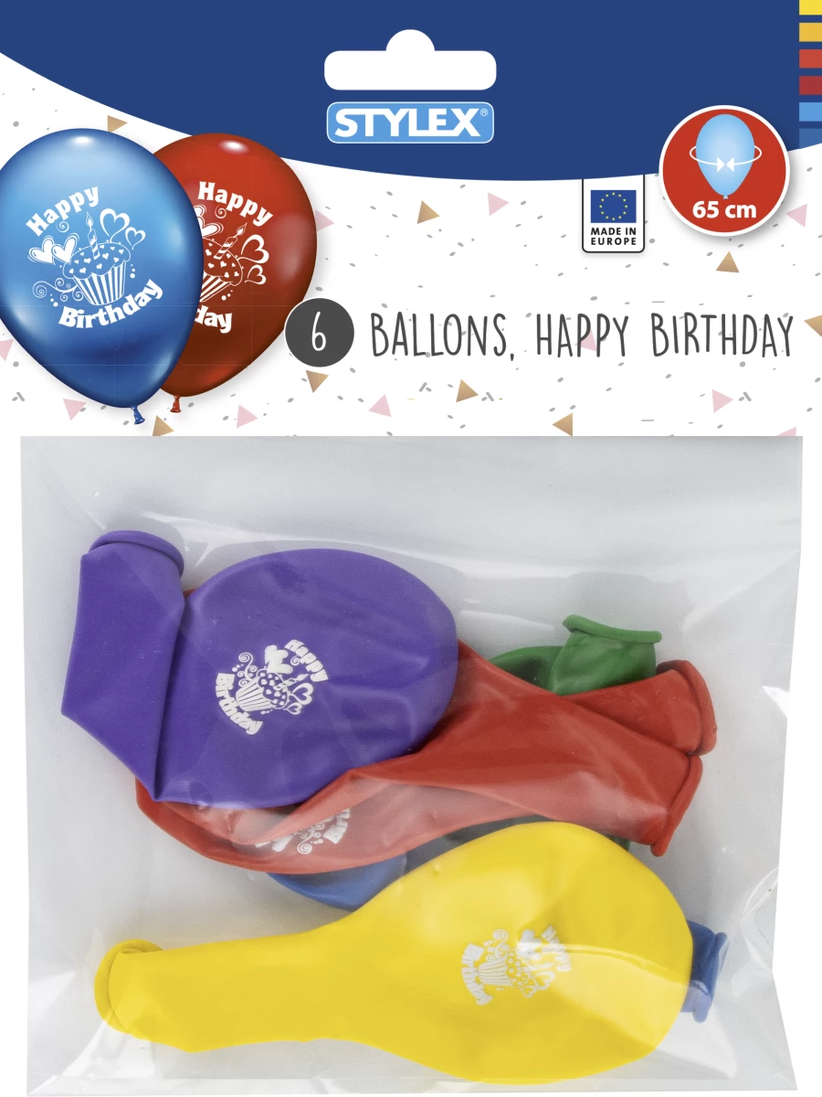Stylex Luftballons, Happy Birthday, 6er Beutel