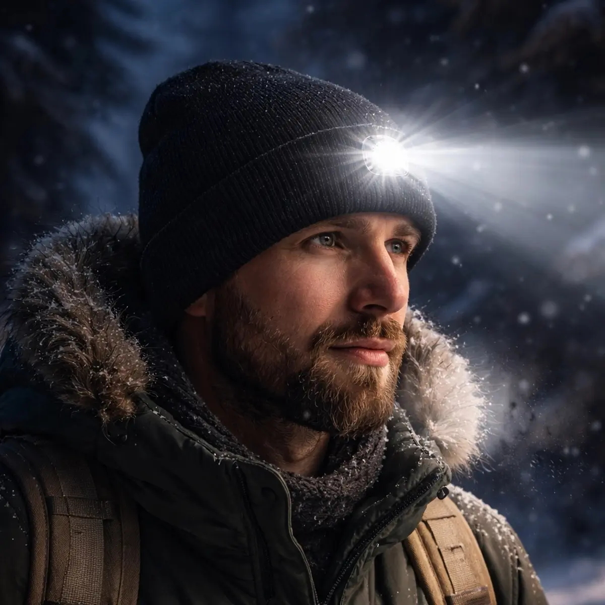 Strickmütze mit integriertem LED-Licht