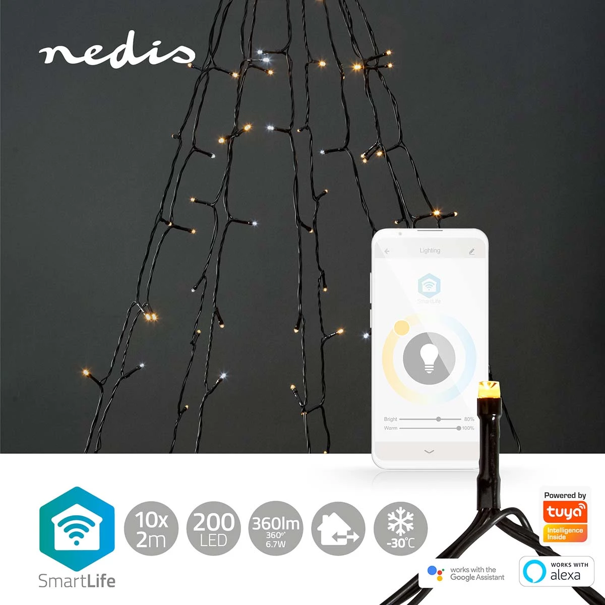 Nedis Smarte LED Tannenbaum-Lichterkette, 200 LEDs Nedis Smarte LED Tannenbaum-Lichterkette, 200 LEDs