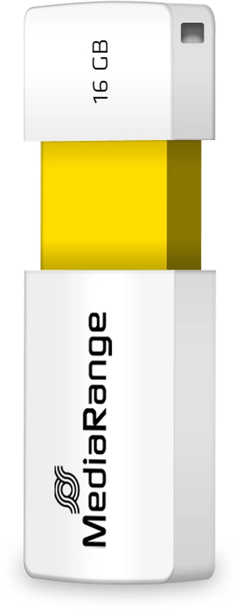 MediaRange USB-Speicherstick gelb 16GB | mit Schiebemechanismus