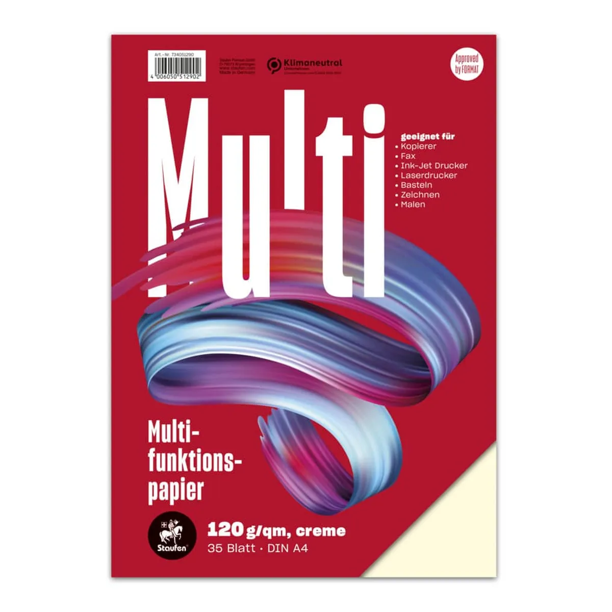 Staufen Multifunktionspapier 7X PLUS - A4, 120 g/qm, creme, 35 Blatt