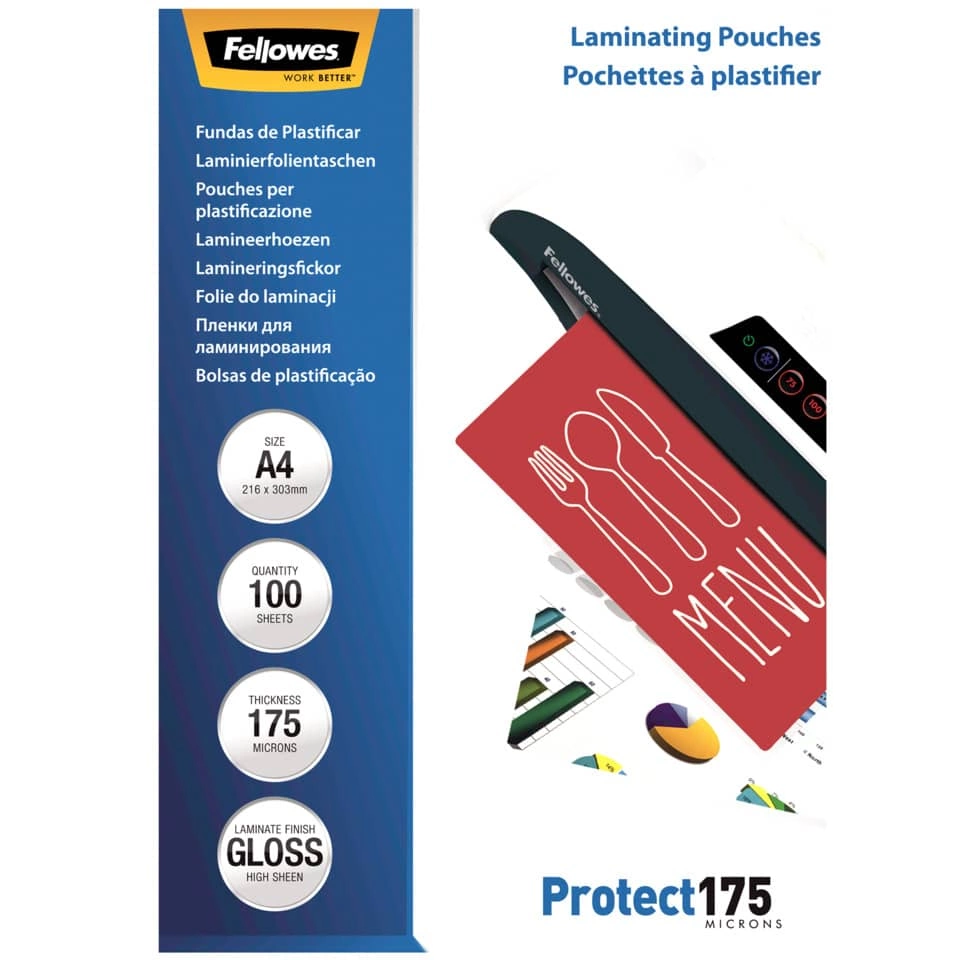 Fellowes Laminierfolie Protect - A4, glänzend, 175 mym, 100 Stück