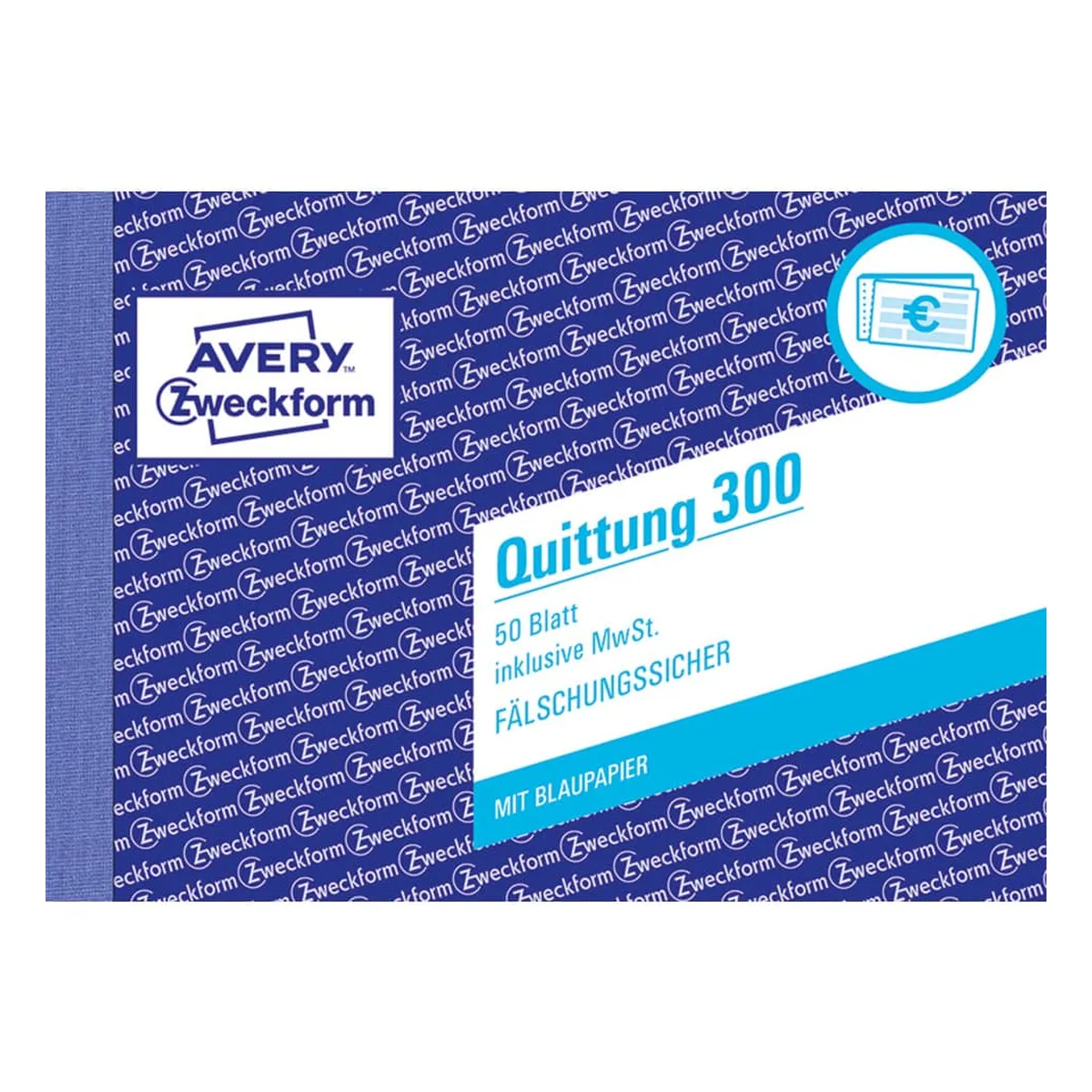 Avery Zweckform Quittung inkl. MwSt. - A6 quer, MP, BL, fälschungssicher, 50 Blatt