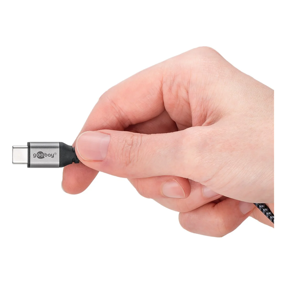 2in1 USB-Textilkabel, spacegrau/silber, 1 m