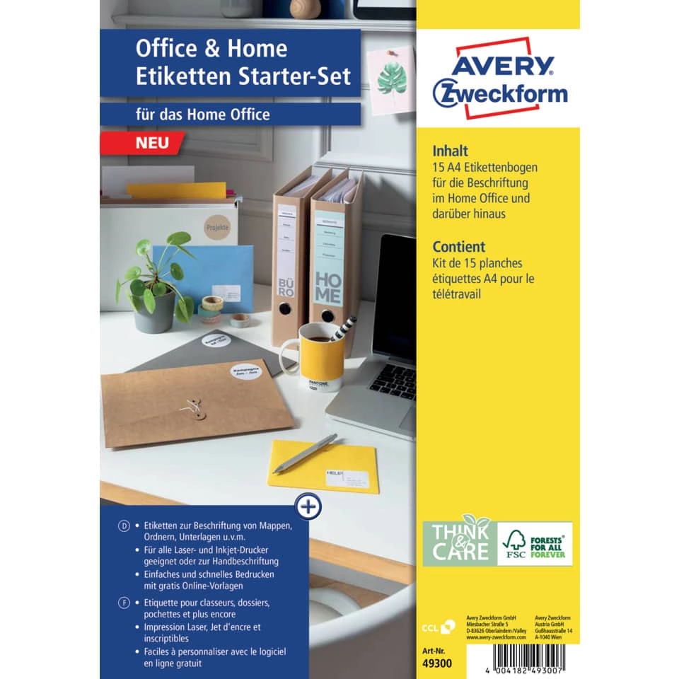 Avery Zweckform Home Office Etiketten Starter-Set - 189 Etiketten, sortiert