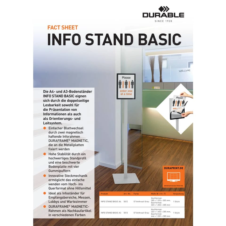 DURABLE Prospektständer A4 anthrazit/grau