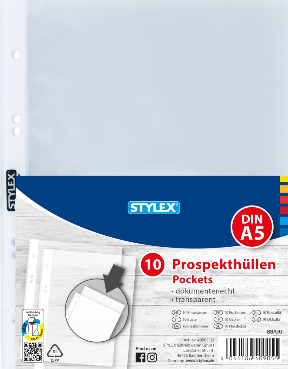 Stylex Prospekthüllen, DIN A5, 10er Beutel