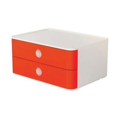 SMART-BOX ALLISON Schubladenbox - stapelbar, 2 Laden, weiß/rot