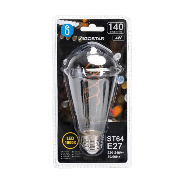 Aigostar LED Rauchglas Filament Lampe ST64 E27 4W