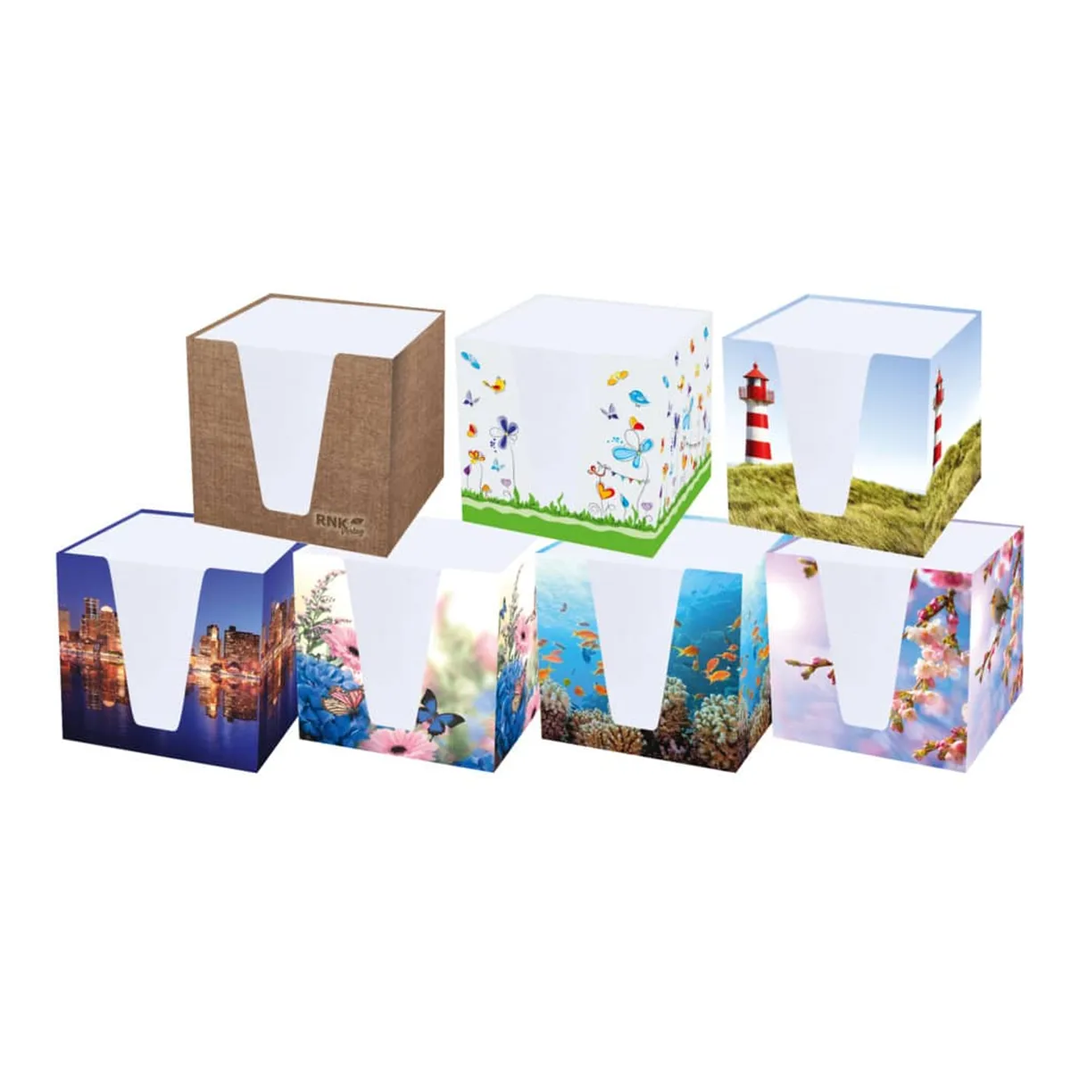 RNK Verlag Notizklotz Schmetterlinge - 900 Blatt, 70 g/qm, weiß, 92 x 92 x 92 mm