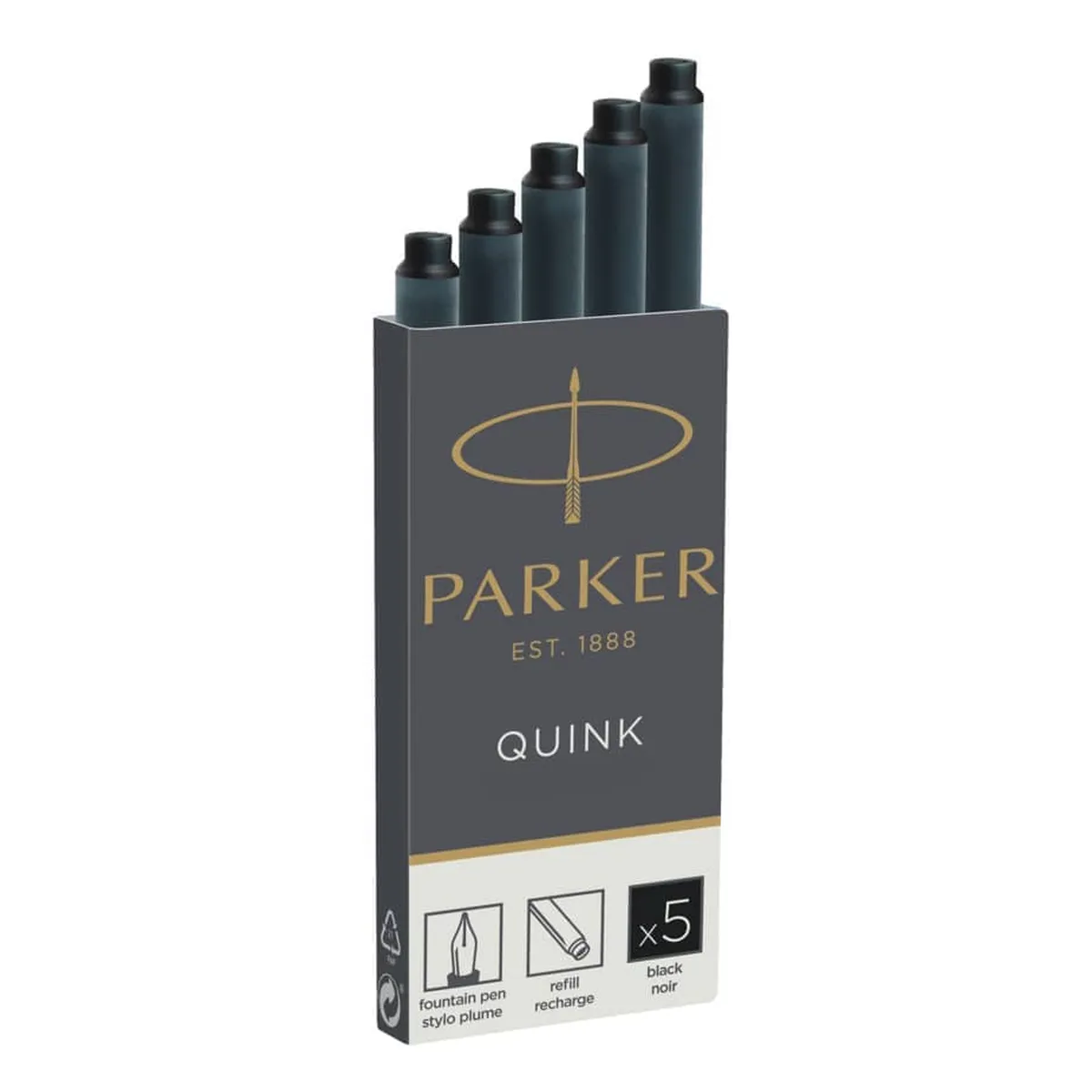 Parker Tintenpatrone Quink - schwarz, 5 Patronen