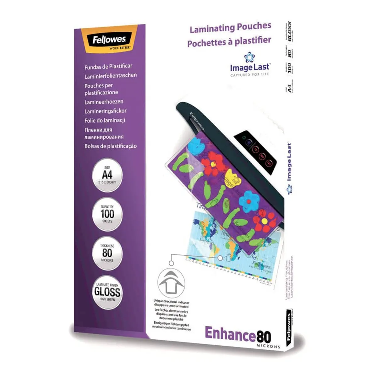 Fellowes Laminierfolie Enhance - A4, glänzend, 80 mym, 100 Stück