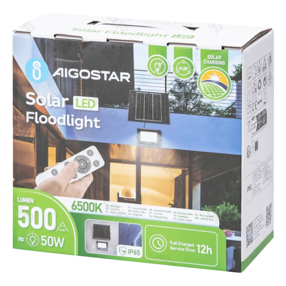 Aigostar LED Solar Flutlicht 50W, kalt-weiß