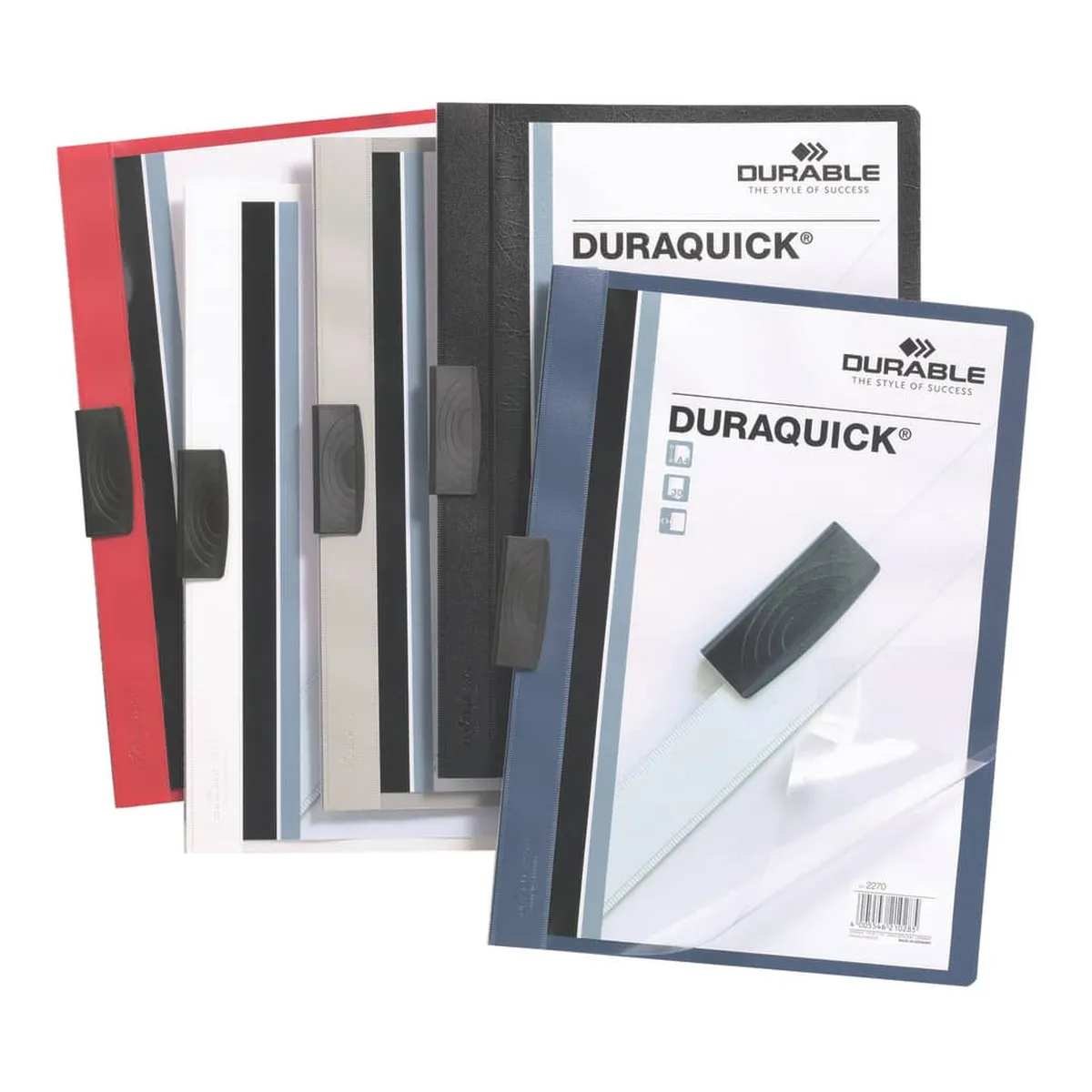 Durable Klemm-Mappe DURAQUICK® - Weich-/Hartfolie, 20 Blatt, transparent/dunkelblau