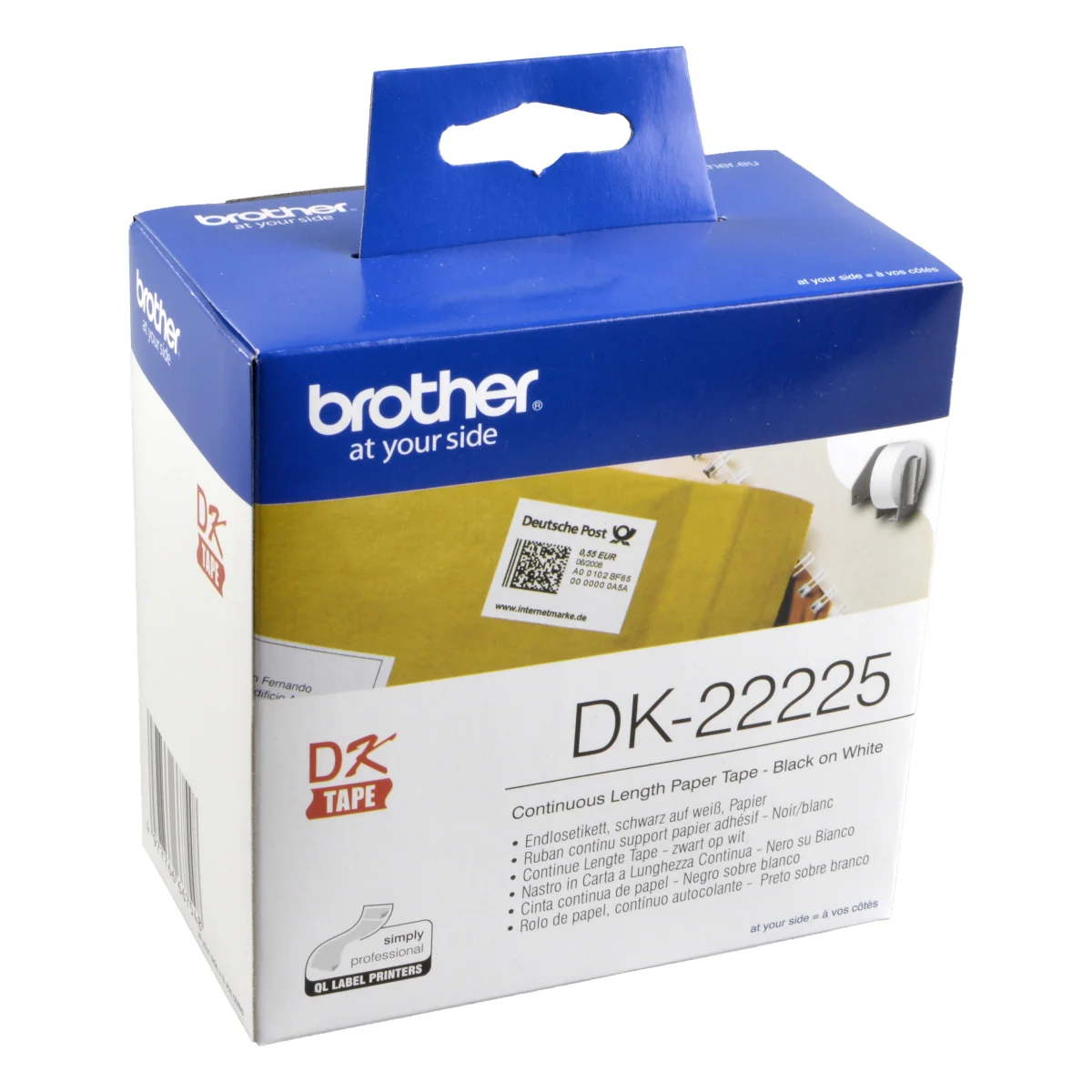 Brother PT Etiketten DK22225  weiss  38mm x 30,48m  Rolle