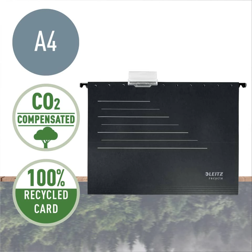 Hängemappe Alpha® Recycle - A4, Karton (RC), schwarz