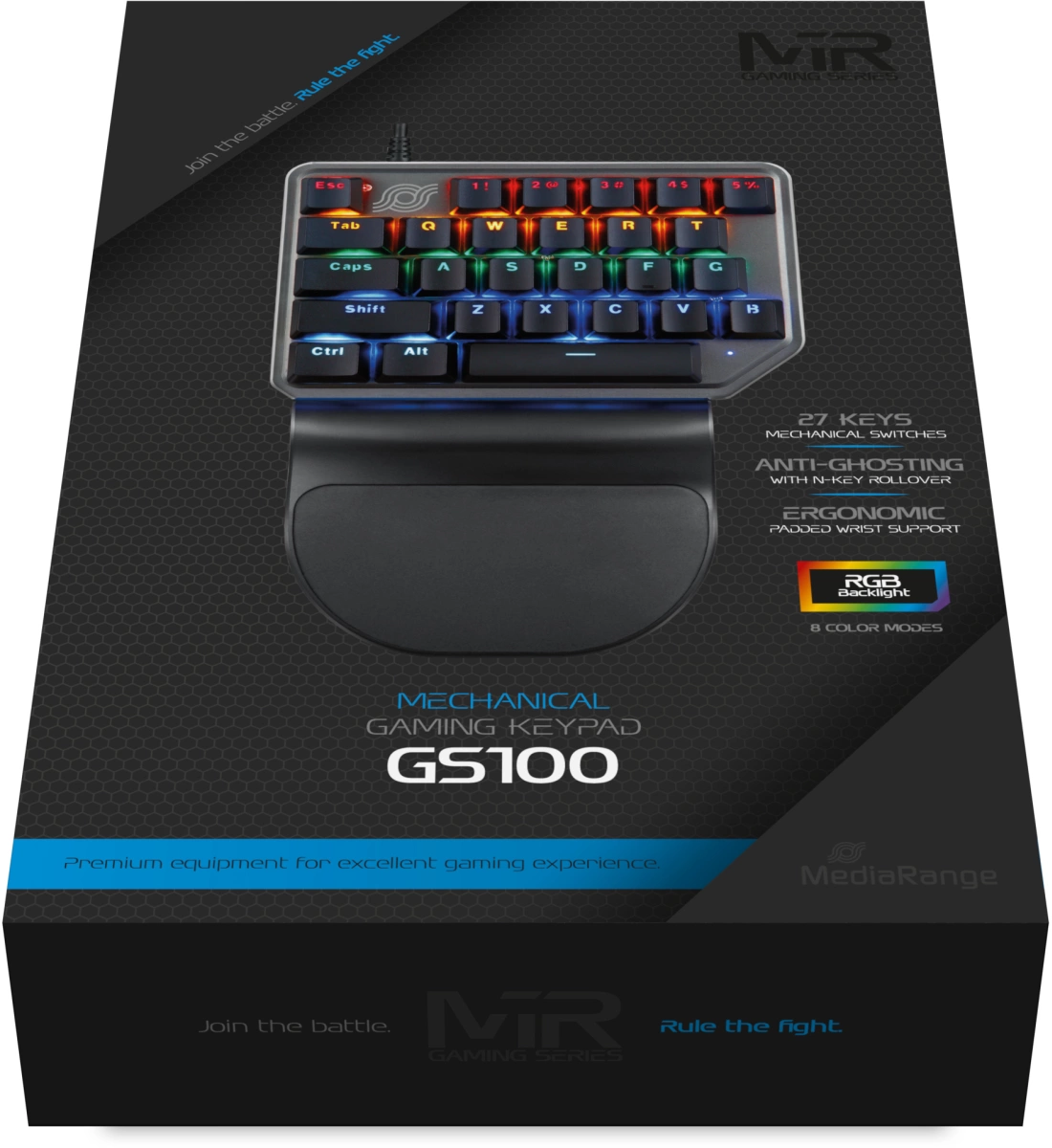 MediaRange Gaming Tastatur, 27 Tasten, 8 Farbmodi