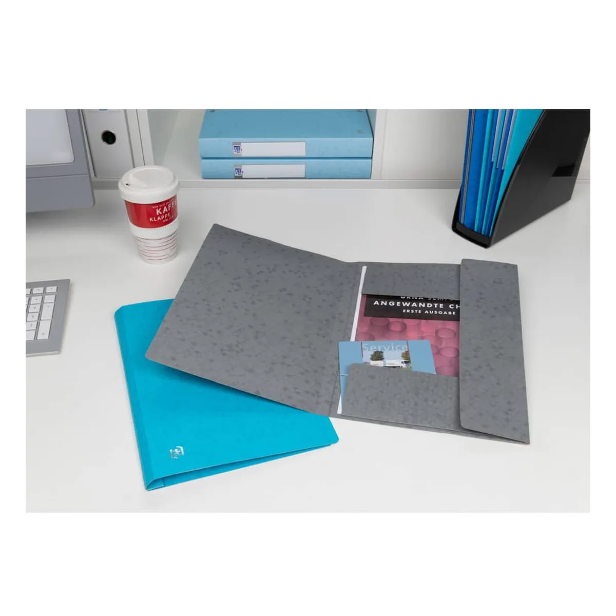 OXFORD Eckspannmappe TOP FILE+ - A4, 390 g/qm, Karton, Gummizug, grau