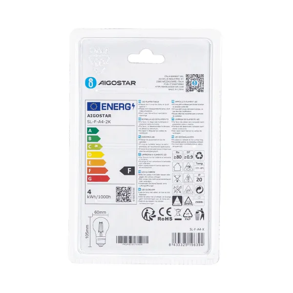 Aigostar LED FILAMENT 'Classic', 4W, E27