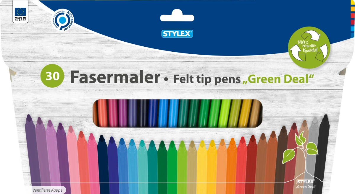 Stylex Fasermalstifte, 30 Stück, recycelt