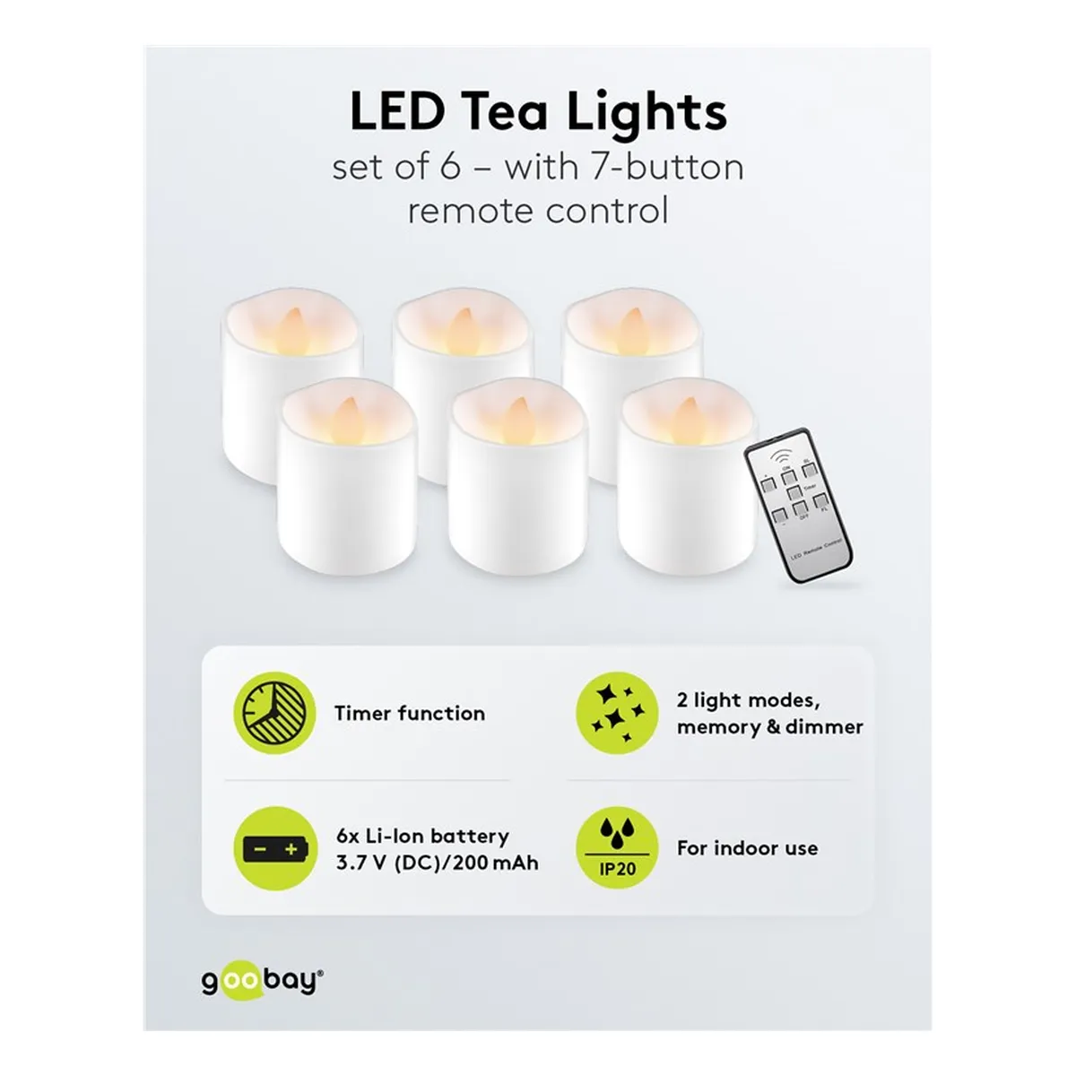 Goobay 6er-Set LED-Teelichter