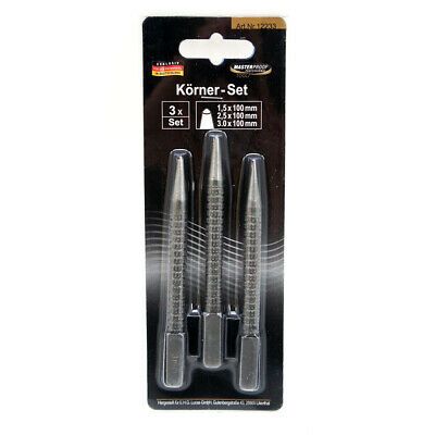 Masterproof Körner-Set 1,5-2,5-3x100mm gehärteter Carbon-Stahl