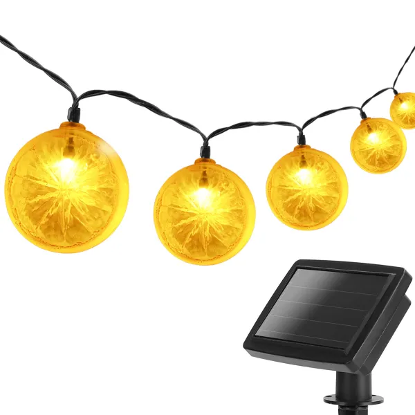Aigostar LED Solar Lichterkette, Zitronenscheiben