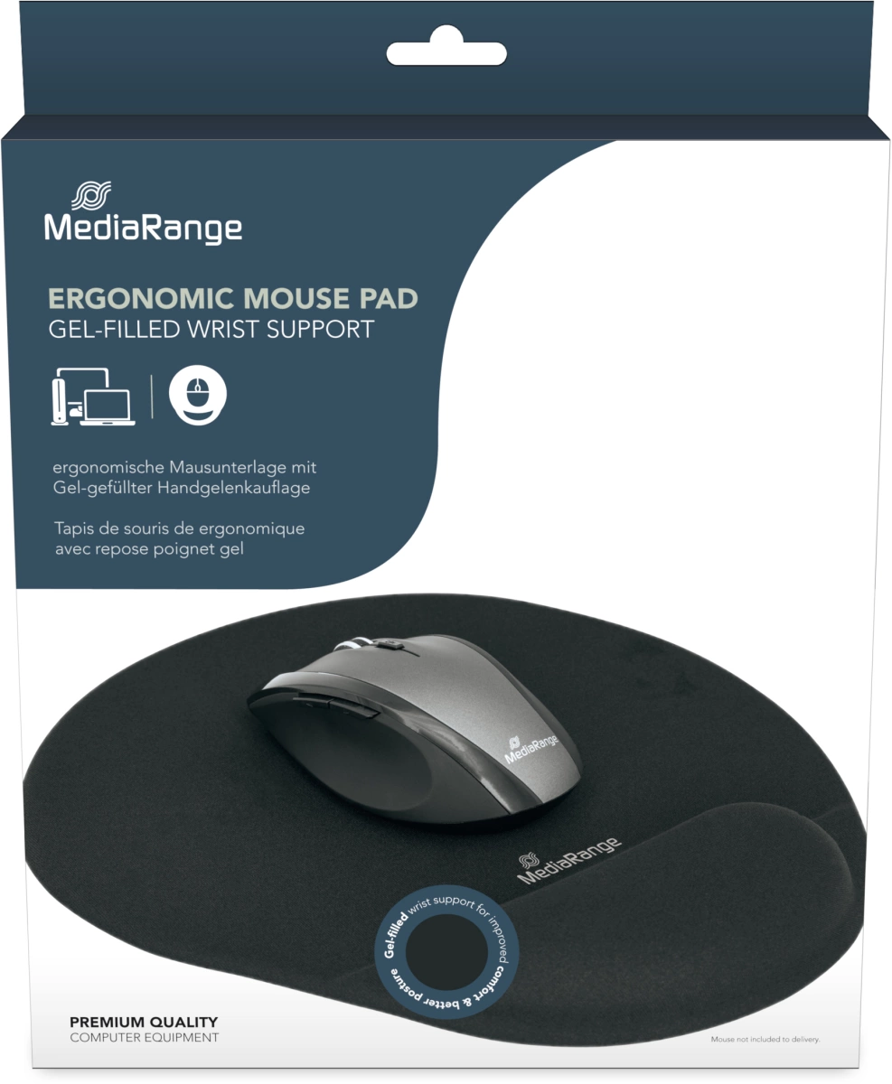 MediaRange Ergonomische Mausunterlage mit Handgelenkauflage, schwarz