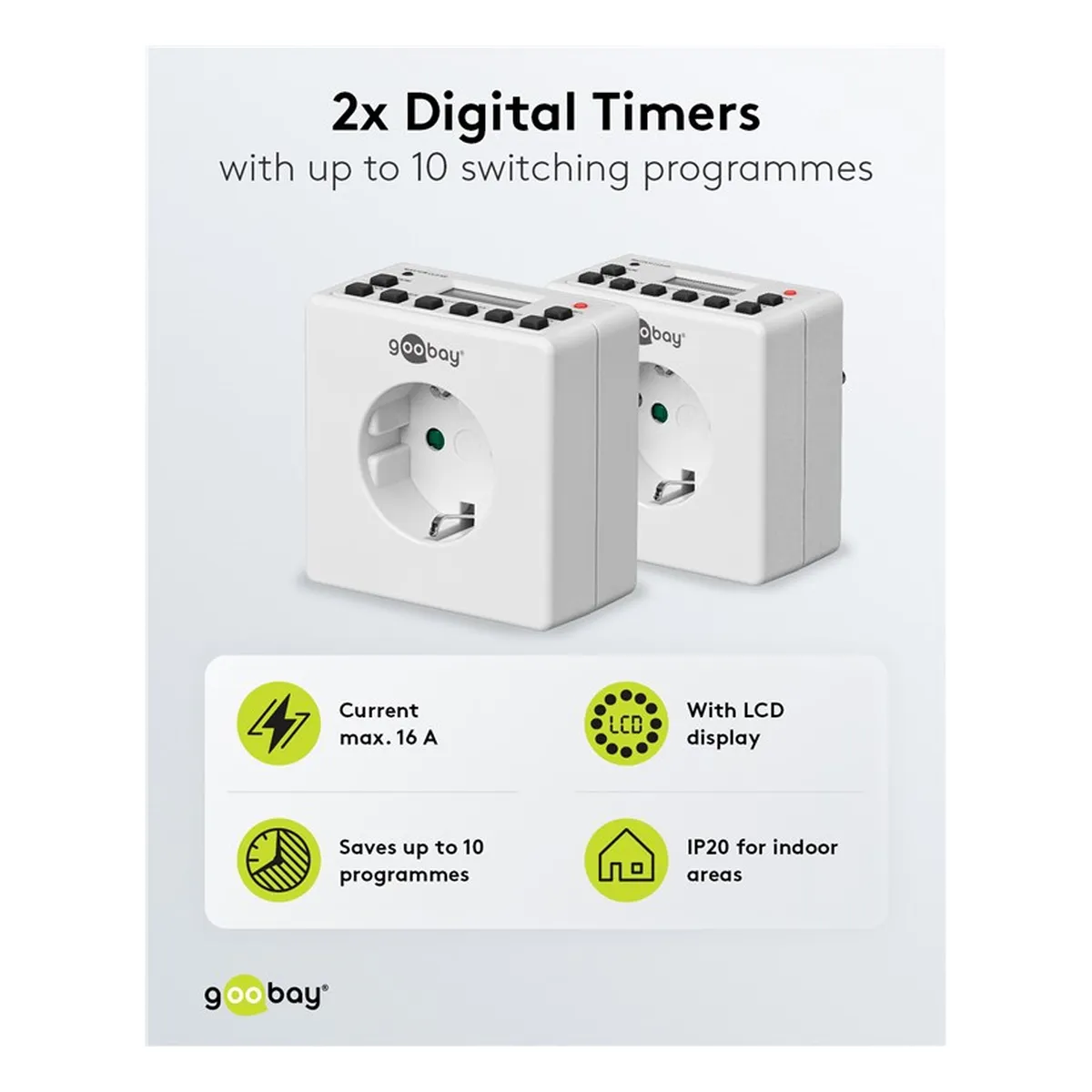 Goobay 2er-Set: Digitale Zeitschaltuhr