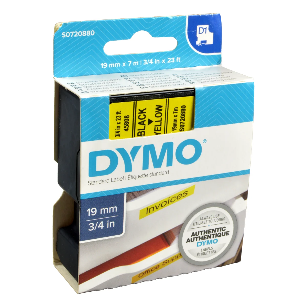 Dymo Label Band D1 45808 (S0720880) schwarz auf gelb  19mm x 7m