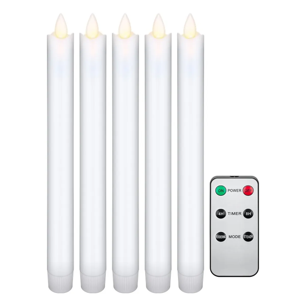 Goobay 5er-Set weiße LED-Echtwachs-Stabkerzen, inkl. Fernbedienung
