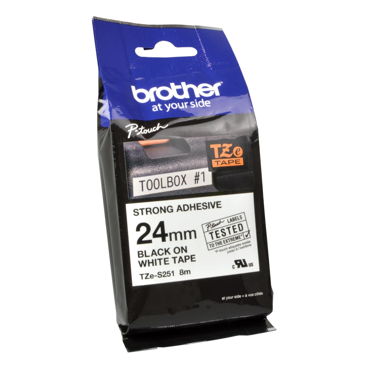 Brother P-Touch Band TZe-S251  schwarz auf weiß  24mm / 8m  laminiert extra stark