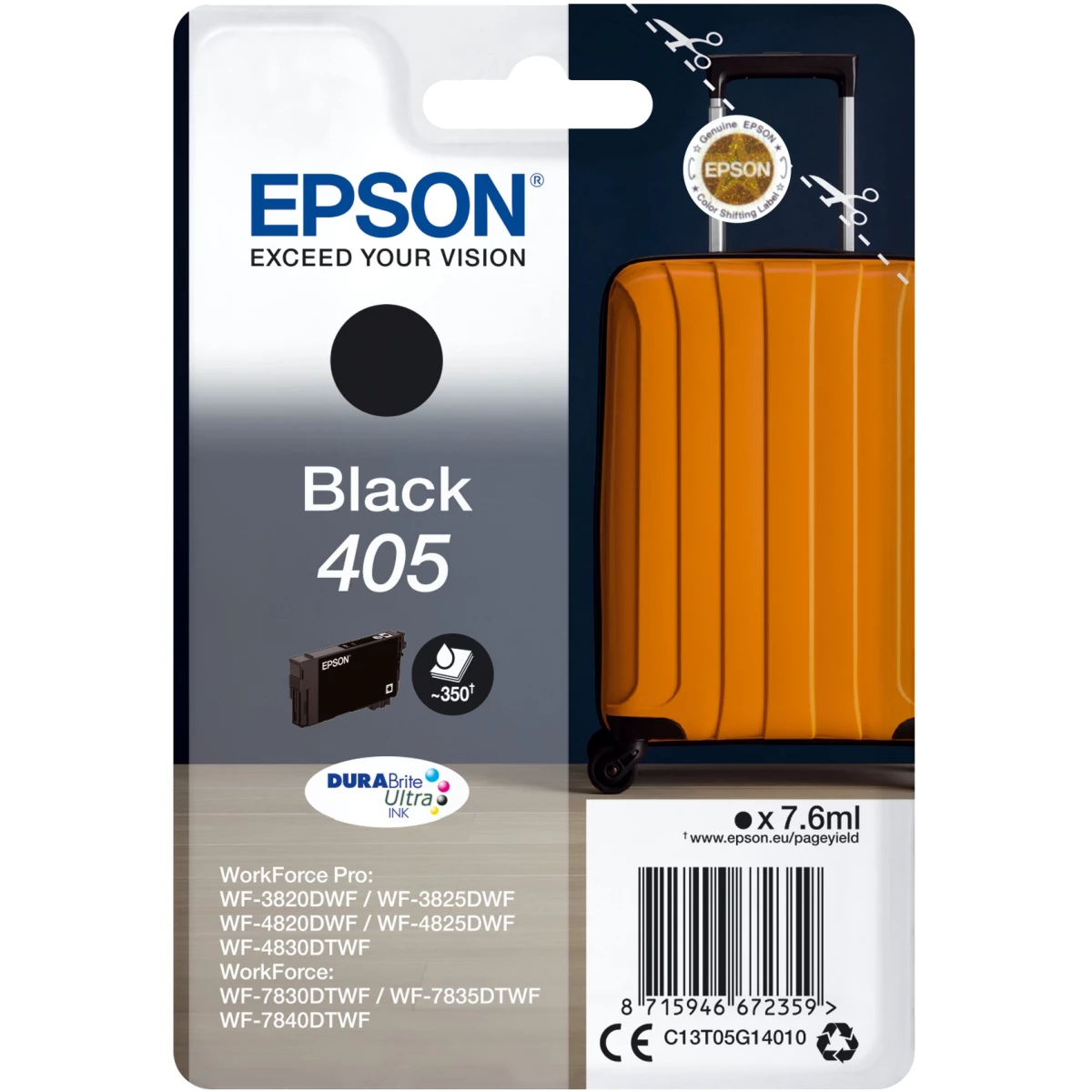 Druckerpatrone Epson 405 schwarz 7,6 ml | 350 Seiten (C13T05G14010)