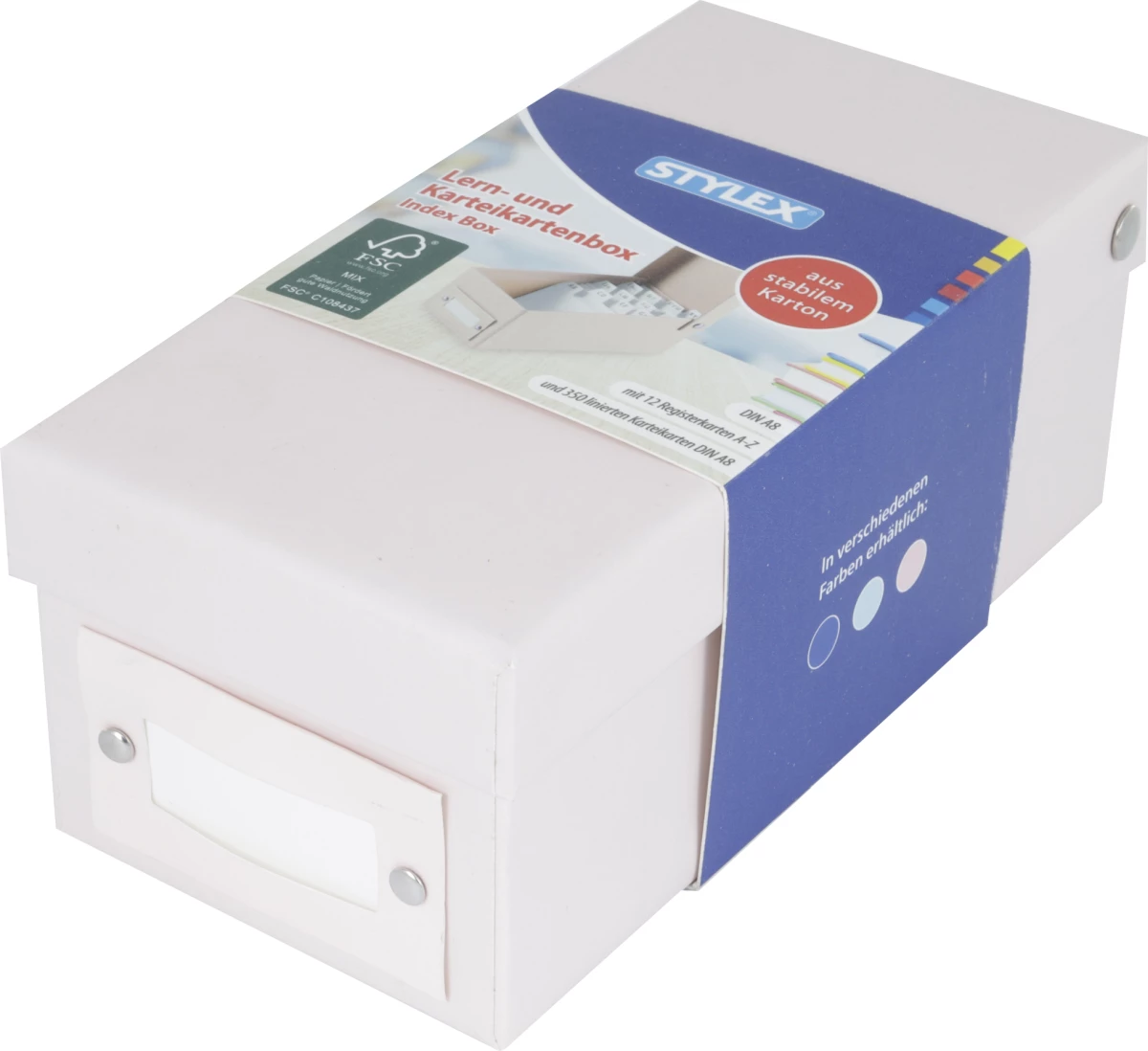 Stylex Lernbox, DIN A8, mit 12 Registern und Karteikarten