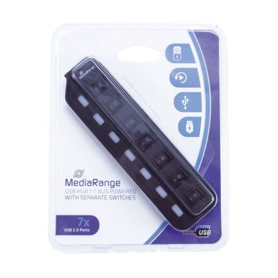 USB 2.0 Hub 1:7 mit seperaten Ein-/Aus-Schaltern